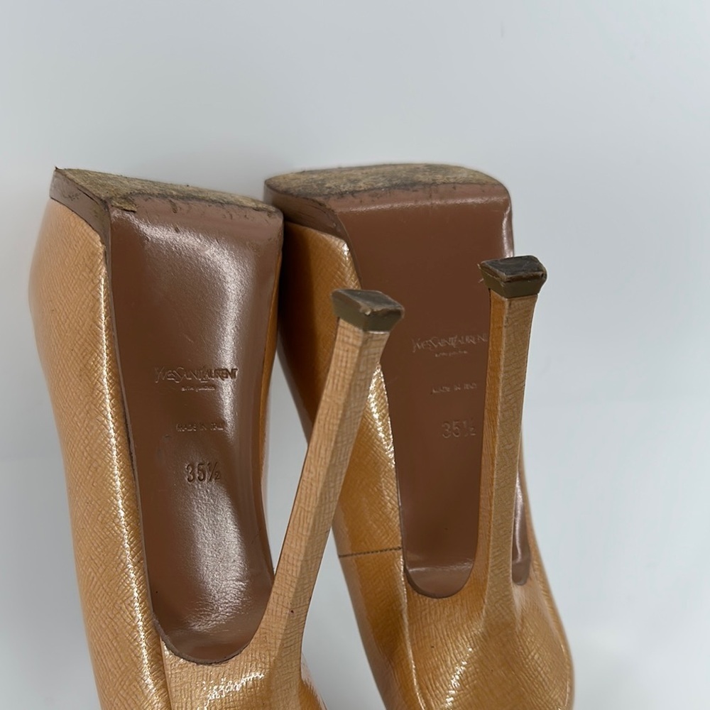 Yves Saint Laurent Tan Stiletto Heels with Platform Size 35.5 - Picture 6 of 13
